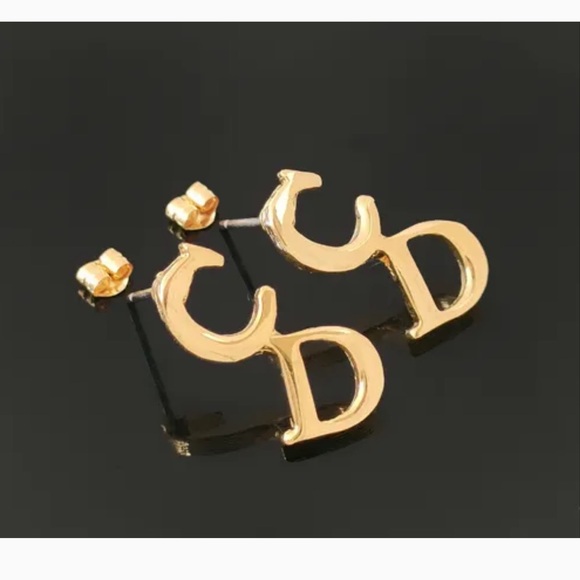Christian Dior Gold Logo Earrings Backing K18 - Picture 6 of 6